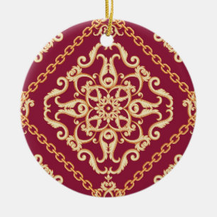 Luxe Elegant Gold Ornament Red Classic foto