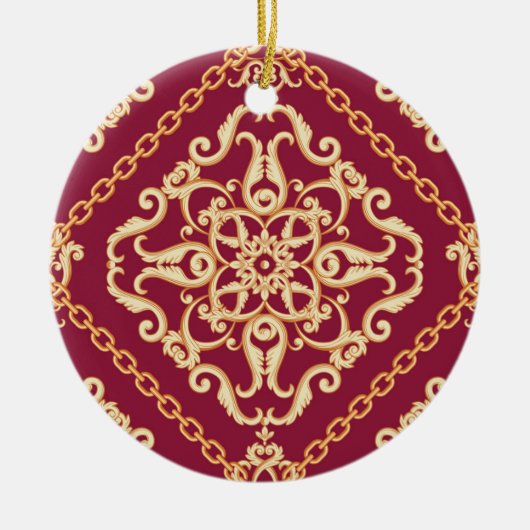 Luxe Elegant Gold Ornament Red Classic foto (Voorkant)