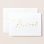 Luxe Elegant Gold Script | Trouwteken gereserveerd Folie Kaarten (Voorkant met envelop)