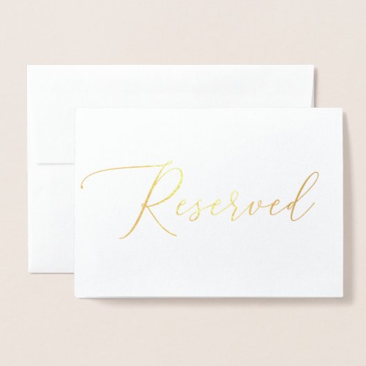 Luxe Elegant Gold Script | Trouwteken gereserveerd Folie Kaarten (Voorkant met envelop)
