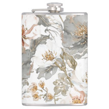 Luxe, Elegant, Goud Grijs Bloemen Patroon