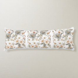 Luxe, Elegant, Goud Grijs Bloemen Patroon  Lichaamskussen