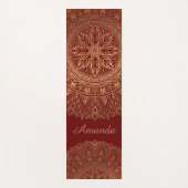 Luxe Elegant Goud Rood Mandala Design Naam Yogamat (Voorkant)