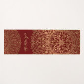 Luxe Elegant Goud Rood Mandala Design Naam Yogamat (Voorkant (horizontaal))