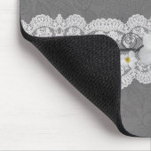 Luxe Elegant Grijs Kant Mousepad Muismat (Hoek)