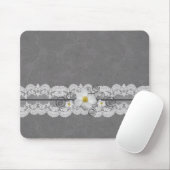 Luxe Elegant Grijs Kant Mousepad Muismat (Met muis)