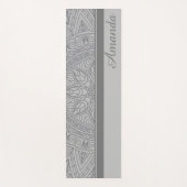 Luxe Elegant Grijs Zwart Mandala Design Naam Yogamat (Voorkant)