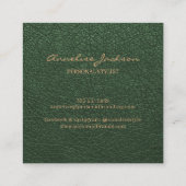 Luxe elegant groen leder koper goud monogram vierkante visitekaartje (Achterkant)