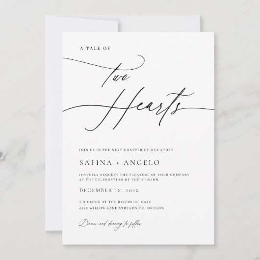 Luxe Elegant Handgeschreven Kalligrafie Bruiloft Kaart (Voorkant)