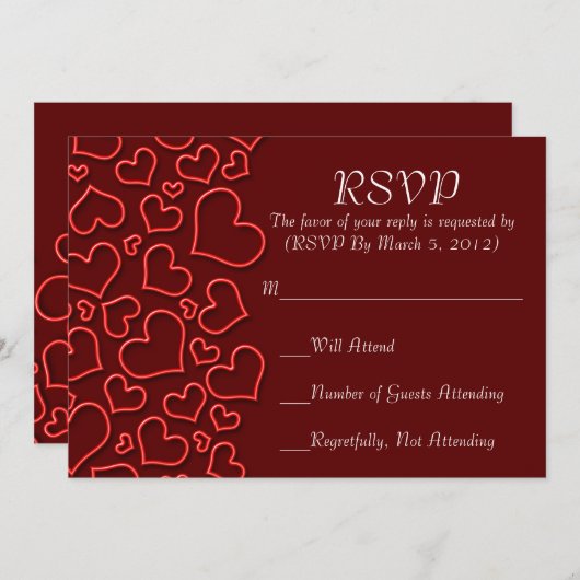 Luxe Elegant Hearts RSVP-kaart Kaart (Voorkant / Achterkant)