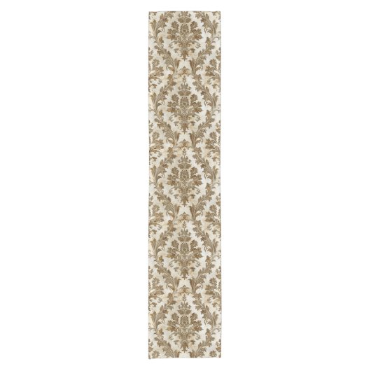 Luxe Elegant Ivoor Damask Korte Tafelloper (Voorkant)