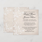 Luxe Elegant Licht Beige Bloemen Douche Invite Kaart (Voorkant / Achterkant)