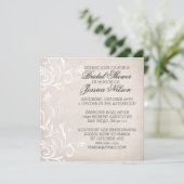 Luxe Elegant Licht Beige Bloemen Douche Invite Kaart (Staand voorkant)