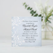 Luxe Elegant Lichtblauw Bloemen Bruiloft Uitnodige Kaart (Staand voorkant)