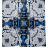 Luxe elegant, marineblauw, grijs, wit patroon douchegordijn (Voorkant)