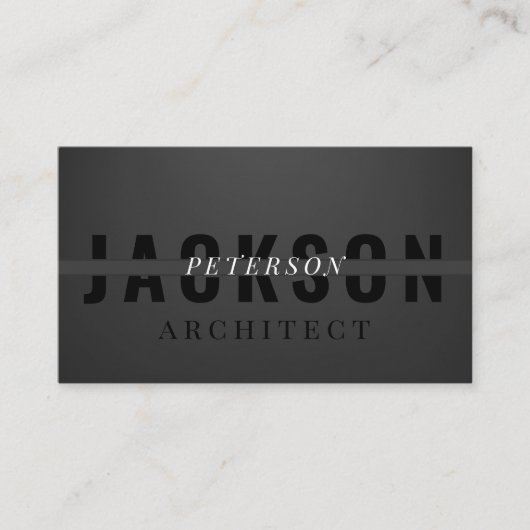 Luxe elegant matte zwart en grijs professioneel visitekaartje (Voorkant)