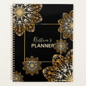 Luxe Elegant Metallic Goud Bloemen Mandala Planner (Voorkant)
