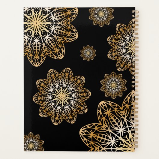 Luxe Elegant Metallic Goud Bloemen Mandala Planner (Achterkant)