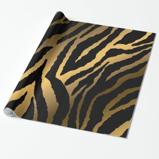 Luxe Elegant Modern Black Gold Line Cadeaupapier (Uitgerold)