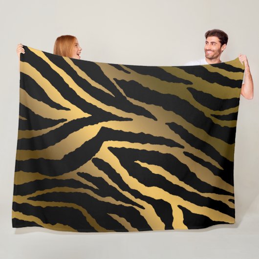 Luxe Elegant Modern Black Gold Line Fleece Deken (In situ)