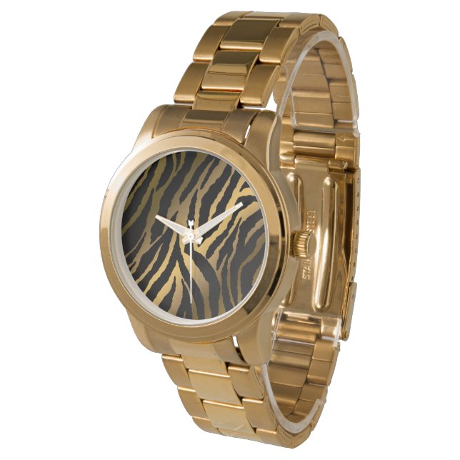 Luxe Elegant Modern Black Gold Line Horloge (Gekanteld)