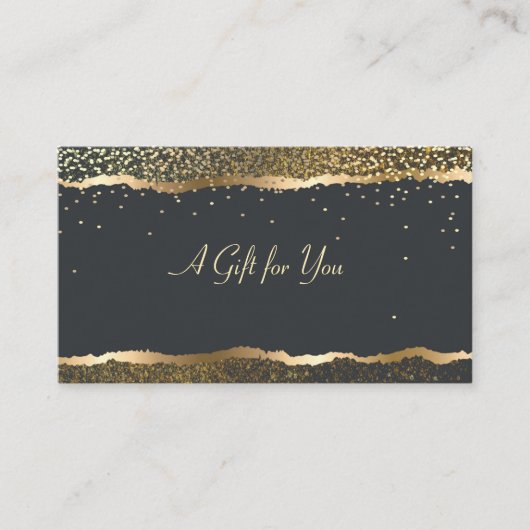 Luxe Elegant Modern Goud Confetti Zwart Kortingskaartje (Voorkant)