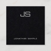 Luxe Elegant modern monogram Premium Black Plain Vierkante Visitekaartje (Voorkant)