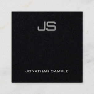 Luxe Elegant modern monogram Premium Black Plain Vierkante Visitekaartje