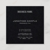 Luxe Elegant modern monogram Premium Black Plain Vierkante Visitekaartje (Achterkant)