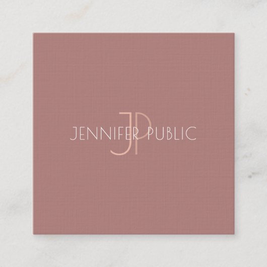 Luxe Elegant modern Trendy Design Monogram Plain Vierkante Visitekaartje (Voorkant)