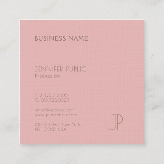 Luxe Elegant modern Trendy Design Monogram Plain Vierkante Visitekaartje (Achterkant)