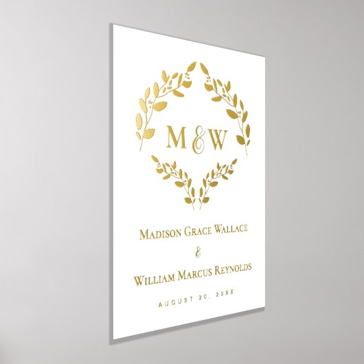 Luxe Elegant Monogram bruiloft crest aandenken tek Folie Afdrukken (Laagn)