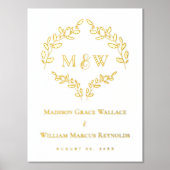 Luxe Elegant Monogram bruiloft crest aandenken tek Folie Afdrukken (Voorkant)