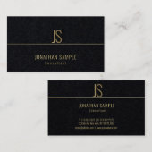 Luxe Elegant Monogram Gouden Tekst Sjabloon Visitekaartje (Voorkant / Achterkant)