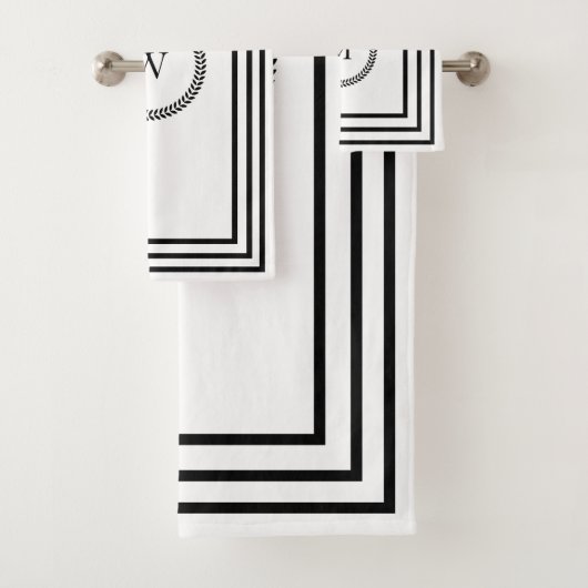Luxe Elegant monogram Minimalistisch zwart lijst Bad Handdoek (Insitu)