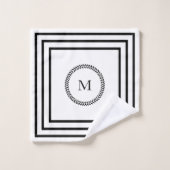Luxe Elegant monogram Minimalistisch zwart lijst Bad Handdoek (Wasdoekje)