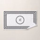 Luxe Elegant monogram Minimalistisch zwart lijst Bad Handdoek (Handdoek)