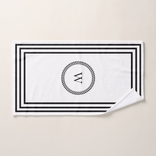 Luxe Elegant monogram Minimalistisch zwart lijst Bad Handdoek (Handdoek)