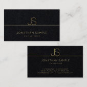 Luxe Elegant Monogram Modern Gold Text Elite Visitekaartje (Voorkant / Achterkant)