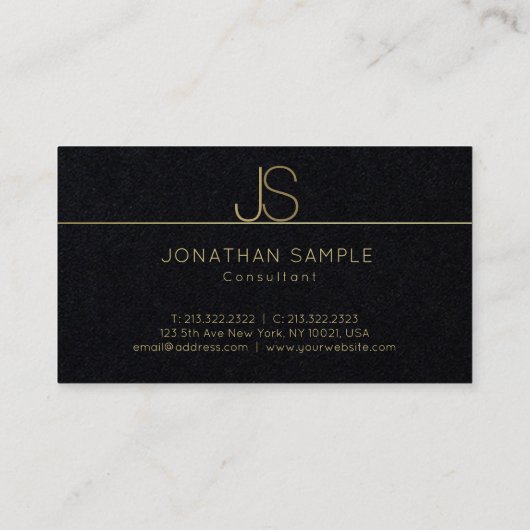 Luxe Elegant Monogram Modern Gold Text Elite Visitekaartje (Achterkant)