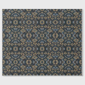 Luxe elegant nachtblauw patroon met goud cadeaupapier (Vlak)