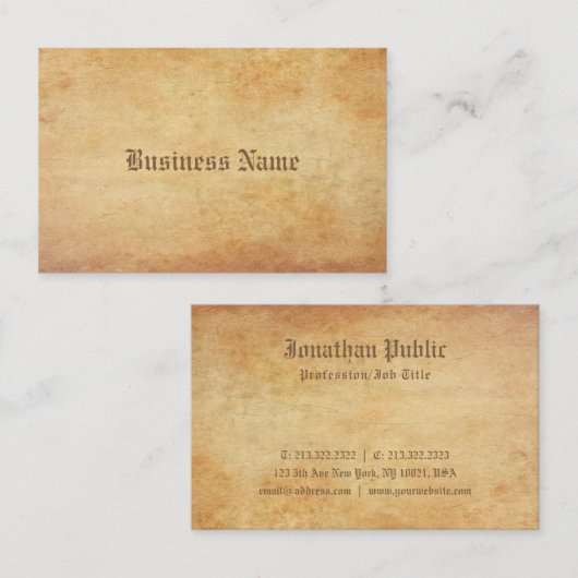 Luxe Elegant Nostalgisch oud papier ziet er cool u Visitekaartje (Voorkant / Achterkant)
