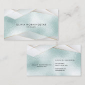 Luxe Elegant Ocean Aqua Blue Gold White Facets Visitekaartje (Voorkant / Achterkant)