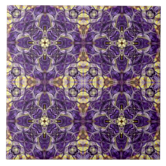 Luxe, elegant, ornamental, paars, goud tegeltje (Voorkant)