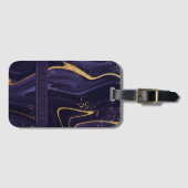 Luxe Elegant Paars Gold Marble Effect Name Bagagelabel (Voorkant (horizontaal))