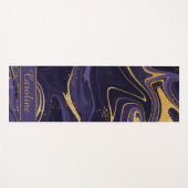 Luxe Elegant Paars Gold Marble Effect Name Yogamat (Voorkant (horizontaal))