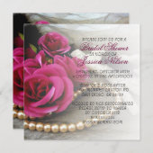 Luxe Elegant Parels Roos Kant Douche Invite Kaart (Voorkant / Achterkant)