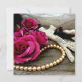 Luxe Elegant Parels Roos Kant Douche Invite Kaart (Achterkant)