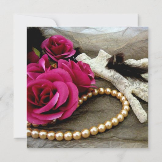 Luxe Elegant Parels Roos Kant Douche Invite Kaart (Achterkant)