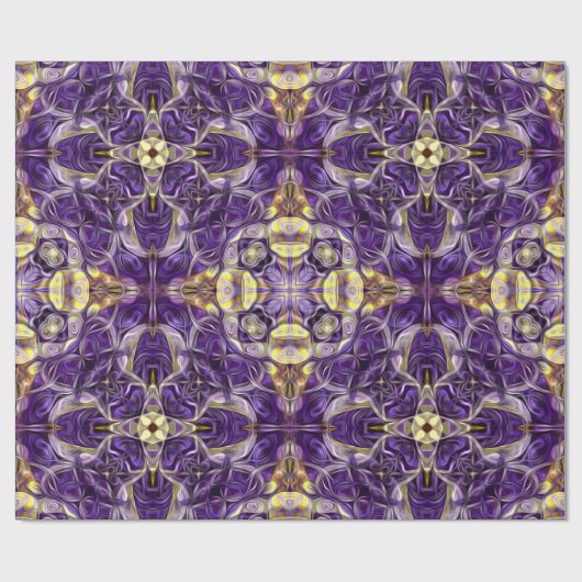 Luxe, elegant,  patroon, paars, geel cadeaupapier (Vlak)